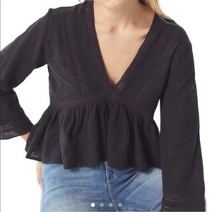 Urban Outfitters Black Isabella Embroidered Top